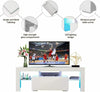 White Modern TV Stand Matt Cabinet Unit 130CM Width High Gloss Door LED Light