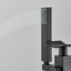 Black Waterfall Freestanding Bath Tub Mixer Taps Hand Shower Bathroom Taps Set