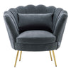 Upholstered Matte Velvet Armchair Lounge Scalloped Oyster Lotus Lounge Tub Chair