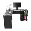L Shape Corner Computer Table with Bookshelf Home Office Study Laptop Desk Black