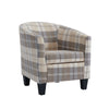 Modern Tartan Fabric Tub Chair Beige or Grey Armchair Occasional Accent Chair