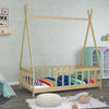 Natural Pine Wood Single Bedframe Toddler Kid Bed Sleep Station with Side Grill