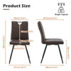 2Pcs Brown Dining Chairs Retro Faux Leather V Stripe Seat Metal Leg High Back