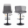 2x Gray Faux Leather Black Metal Base Swivel Bar Stool Height Adjustable Kitchen