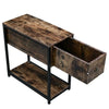 Industrial Side Lamp Table Bedside Cabinet Nightstand With Storage Shelf Drawer