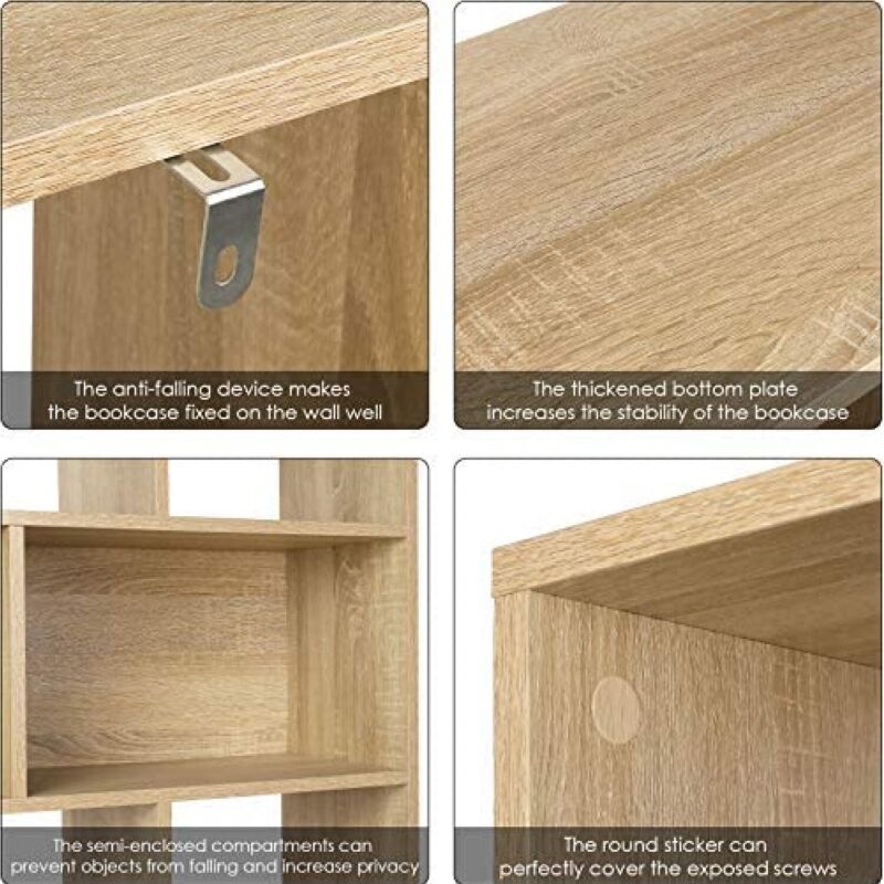 Cube Wooden Bookcase Shelving Unit - Oak Finish, 2-Shelf Storage Display For Living Room Or Home Office
