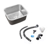 Stainless Steel Kitchen Sink Single Bowl Small Basin w/ Drainer Silencer Pad Kit