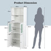Wood Tall Storage Cabinet 2 Doors Display Organizer Freestanding Pantry Cupboard