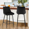 2x Velvet Black Bar Stool Kitchen Counter Breakfast Chair Pub Restaurant Cafe