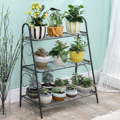 3Tier Metal Plant Stand Garden Ladder Planter Holder Flower Pot Shelf Rack Home