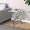 Living Sofa Side End Coffee Console Table Chrome Spiral Cross Legs Clear Glass