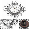 3D Wall Clock Luxury Metal Diamonds Flower Silent Art Office House Decorate