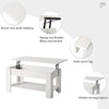 Wooden Coffee Table With Lift Up Top Storage Shelf Living Room Furniture White