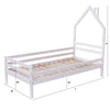 THEO KIDS WOODEN HOUSE TREEHOUSE SINGLE BED FRAME - WHITE/GREY - TRUNDLE OPTION