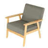 Retro Single Fabric Armchair Seat Chair Accent Armchair Wood Sofa Grey UK
