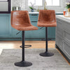 2x Faux leather Bar stools Gas lift Swivel Black Metal Base Kitchen Chairs Pub