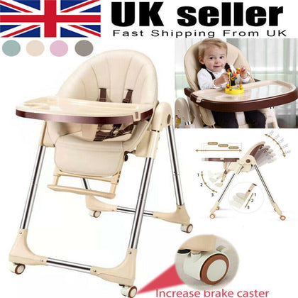 Baby Highchair Toddler Feeding Seat Foldable Adjustable Baby Dinning Table Chair