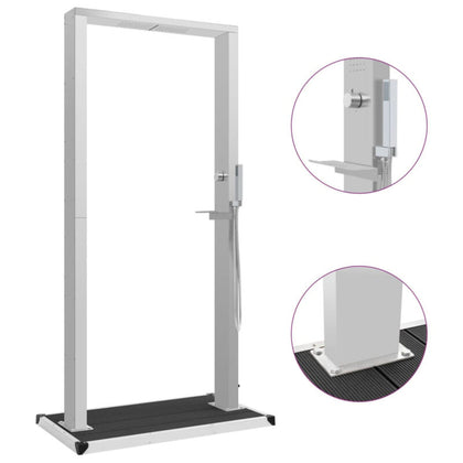Outdoor Shower with Tray WPC Stainless Steel W3H8