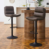 Set of 2 Faux Leather Bar Stools Breakfast Stools Brown Grey Gas Lift Swivel