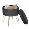 Storage Footstool Ottoman Footrest Makeup Dressing Table Stool with Gold Metal
