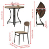 Garden Dining Table and 2 Chairs Set, 80cm Round Table with Chairs Patio Set
