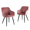 Set of 2 Pink Dining Chair Velvet Breakfast Chair Metal Legs Dining Room Kitchen