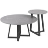 Set of 2 Stylish Slate Handcrafted Steel Round Coffee Table Stacking Tea Tables