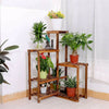 Solid Wood 7 Pots Corner Plant Stand Bonsai Display Rack Home - Hold up to 20lbs