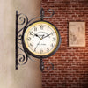 Garden Wall Station Clocks Ornament Double-sided Display Bracket Weatherproof UK