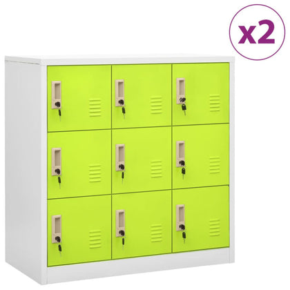 Locker Cabinets 2 pcs Grey and Green 90x45x92.5 Steel K2O9