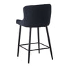 Set of 2 Bar Stools Velvet Modern Bar Chair Metal Legs Home Kitchen Black New