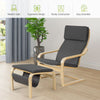 Wooden Lounge Chair Leisure Armchair with Storage Footstool & Removable Cushion