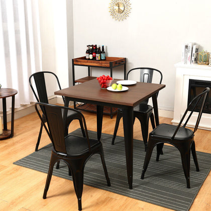 Tolix Metal Barstool Table Set Wooden Seat 2/4pcs Chairs Retro Bistro Restaurant