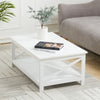 88cm White Coffee Table With Storage Rectangle Living Room Wooden Legs Furniture