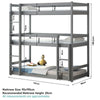 Triple Bunk Bed Pine Wood Kids Children High Sleeper 3Ft Single Bunk Beds Frame
