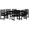 7 Piece Garden Dining Set Black Solid Wood Pine D6C7