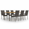 7 Piece Garden Dining Set Poly Rattan Brown R7V3