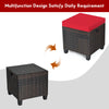 Set of 2 Outdoor Rattan Footstool Wicker Ottoman Chair Seat w/ Padded Cushions