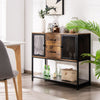 Industrial Buffet Sideboard Accent Console Table w/ 2 Mesh Cabinets 2 Drawers