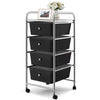 4-Drawer Mobile Storage Trolley Cart w/4 Removable Plastic Drawer Large Capacity