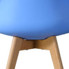 2 X Blue Dining Chair Wooden Legs Faux Leather Chair Home Office Dining Room New