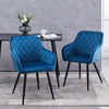 Set of 2 Dining Chairs Velvet Faux Leather Seat Modern Kitchen Chairs