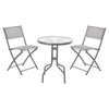 3pc Grey Outdoor Garden Metal Folding Table Chairs Furniture Set Patio Coffee