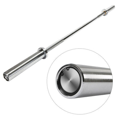 5ft Olympic Barbell Bar Spring Clips Gym Weight Lifting Fitness Non-slip Silver