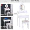 Dressing Table with Drawers, Mirror Stool Set Makeup Desk Vanity Table Bedroom