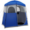 Double-Room Camping Shower Tent Changing Room Privacy Tent W/ Ground Stakes