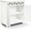 White Wooden Cabinet 2 Cupboard Doors Storage Shelves Carvings Bedroom Hall Unit