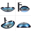Bathroom Sink Bowl Wash Basin Countertop Cloakroom Tempered Glass Tap Waste Set