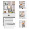 Dressing Table with Drawers, Mirror Stool Set Makeup Desk Vanity Table Bedroom
