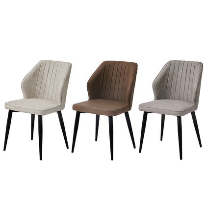 Set of 2 Faux Leather Dining Chairs PU Padded Metal Leg Restaurant Accent Chair